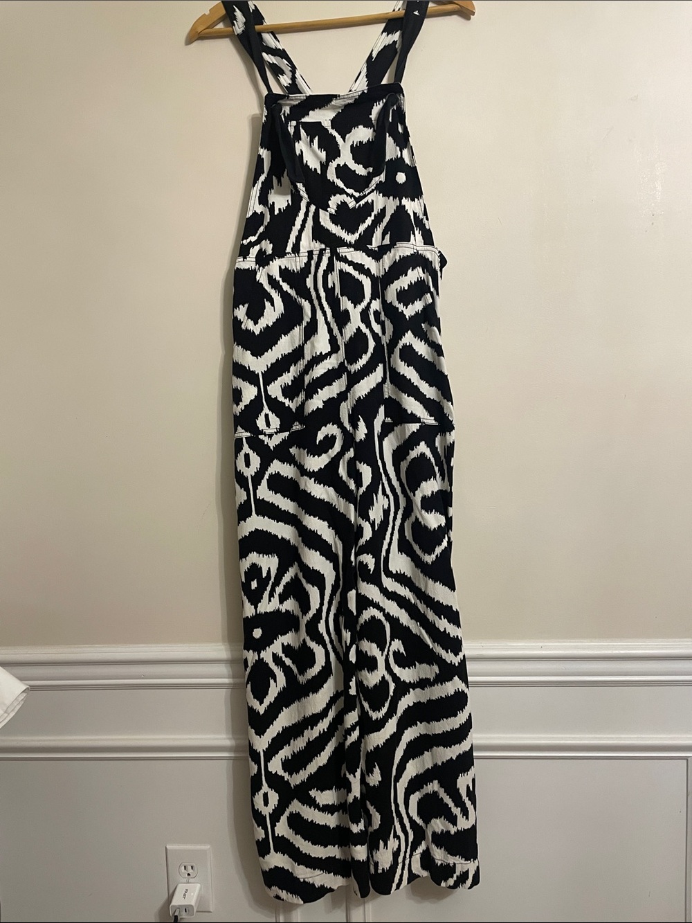 Anthropologie Constance Wide-Leg Overalls Black & White Size M - Picture 4 of 14